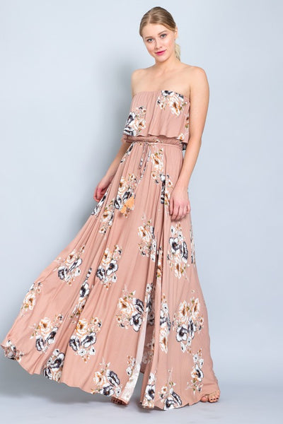 Floral Strapless Maxi Dress