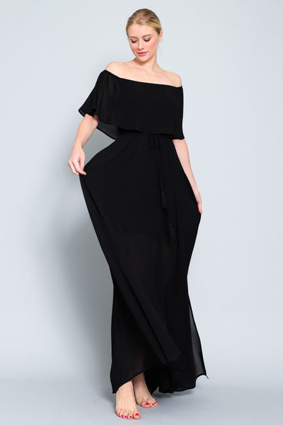 Off Shoulder Ruffled Top Maxi Dress