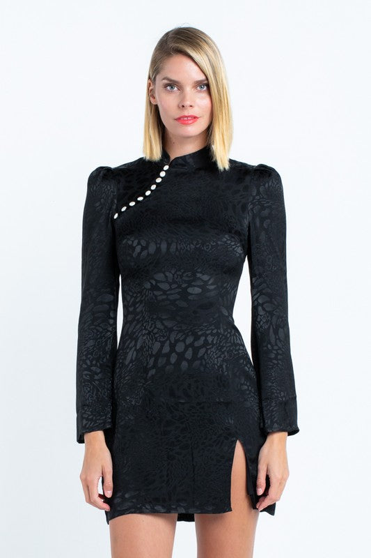 CHEETAH PRINT RUCHED MINI DRESS