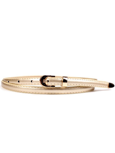 Gold Tipped Sleek Patent Skinny Belts