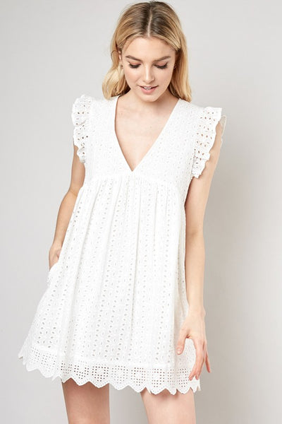 Eyelet Mini Dress with Shorts