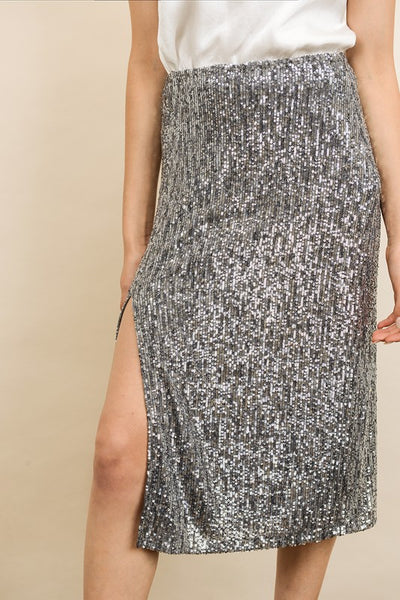 SEQUIN MIDI SLIP SKIRT