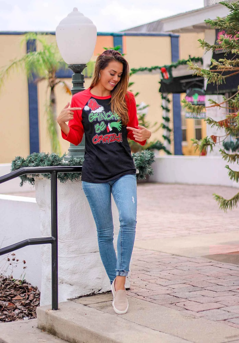 Grinches Be Crazy Baseball Christmas Tee