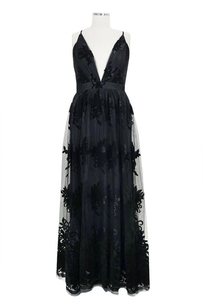 Floral Flocked Mesh Dress