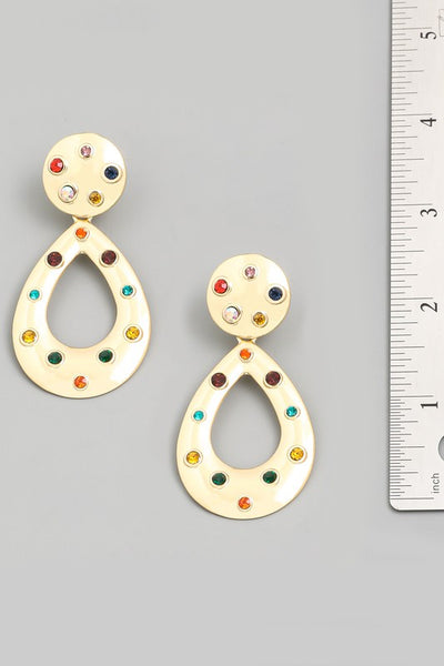 Rhinestone Gem Teardrop Earrings