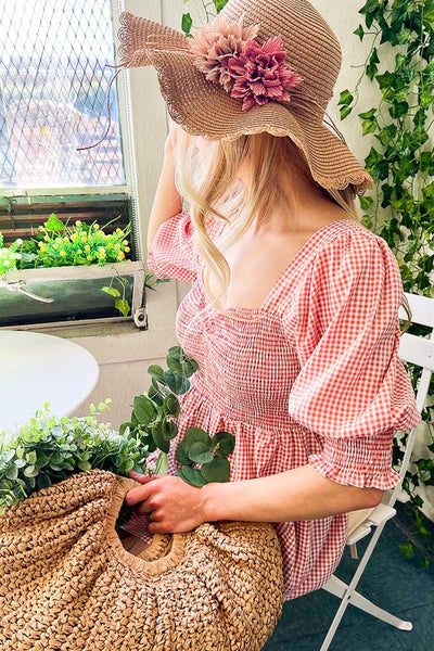GINGHAM PRINTED TOP
