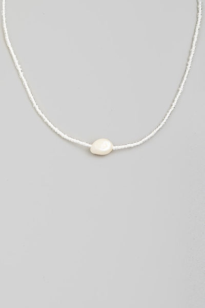 Dainty Bead Pearl Charm Necklace