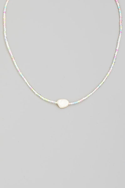 Dainty Bead Pearl Charm Necklace