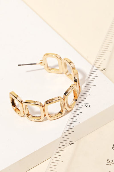 Square Cutout Chain Link Hoop Earrings