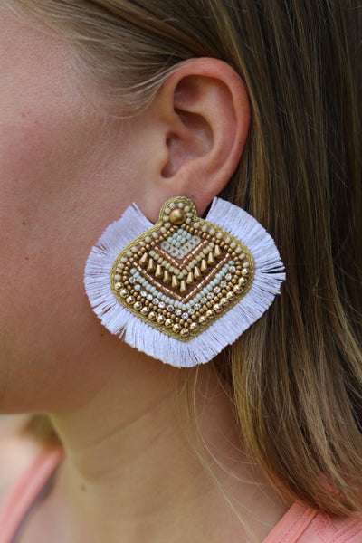 Beaded Fan Post Earrings