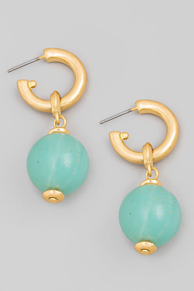 Stone Ball Drop Earrings