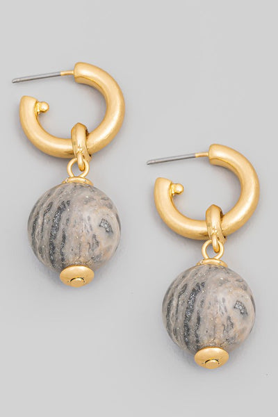Stone Ball Drop Earrings