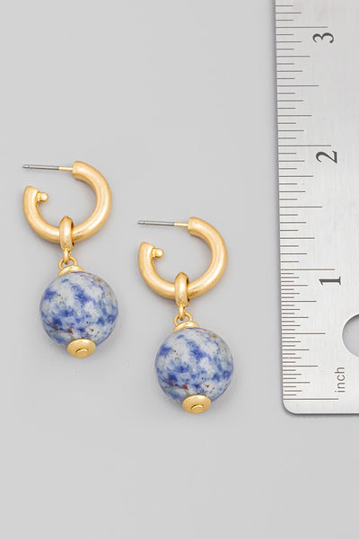 Stone Ball Drop Earrings