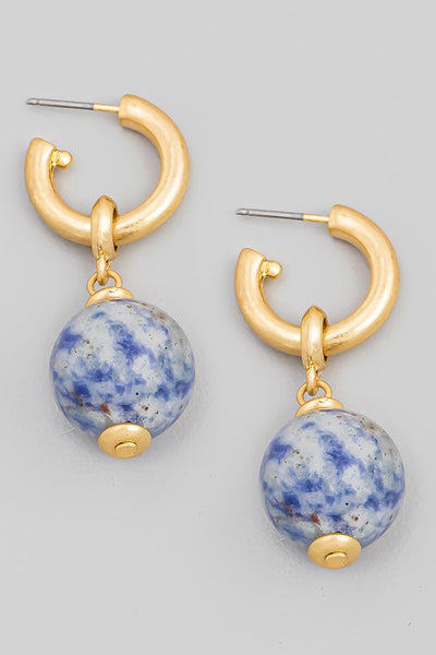 Stone Ball Drop Earrings