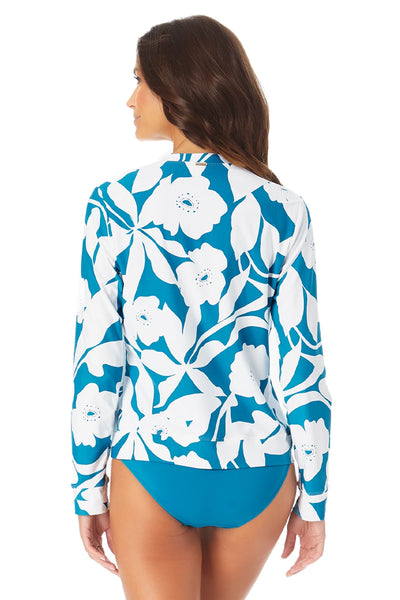 Long Sleeve Zip Front Rash Guard Top