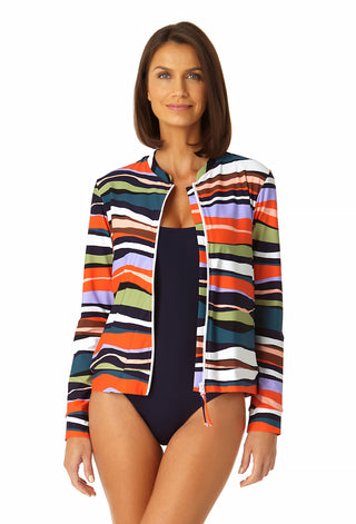 Women's Long Sleeve Zip Front Rash Guard Top