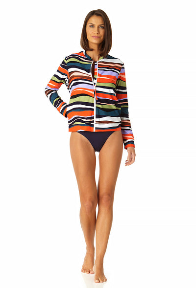 Women's Long Sleeve Zip Front Rash Guard Top