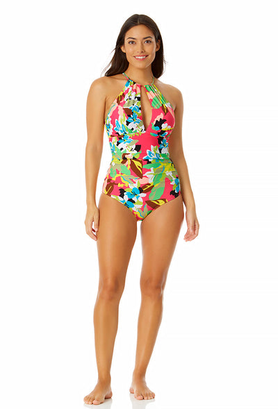 Women's High Neck With Ruffled Straps One Piece Swimsuit