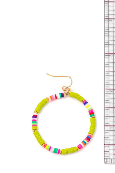 Circle Disc Bead Hook Drop Earrings