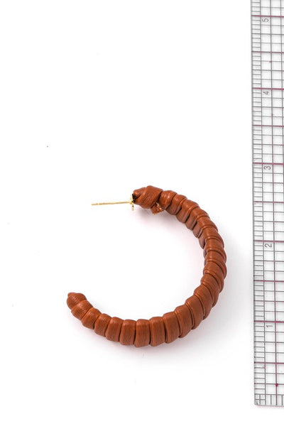 Faux Leather Wrapped Hoop Earrings