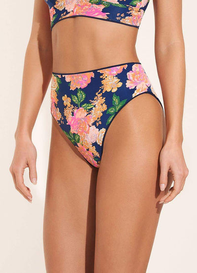 Maaji Indigo Blue Suzy Q High Rise/High Leg Bikini Bottom