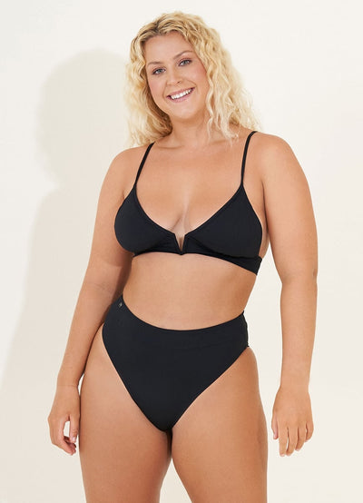 Maaji Black Orchid Suzy Q High Rise/High Leg Bikini Bottom