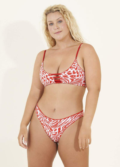 Maaji Red Camellia Praia Sporty Bralette Bikini Top