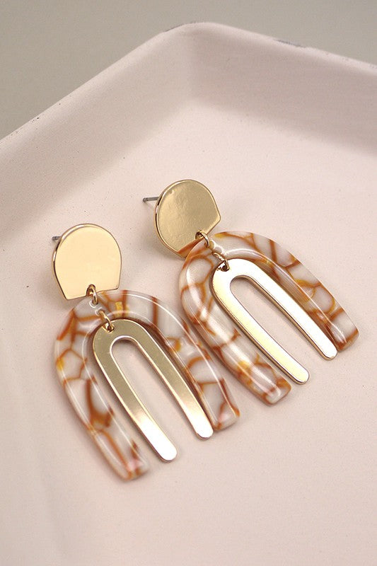 DOUBLE U SHAPE MIX ACRYLIC AND METAL EAR