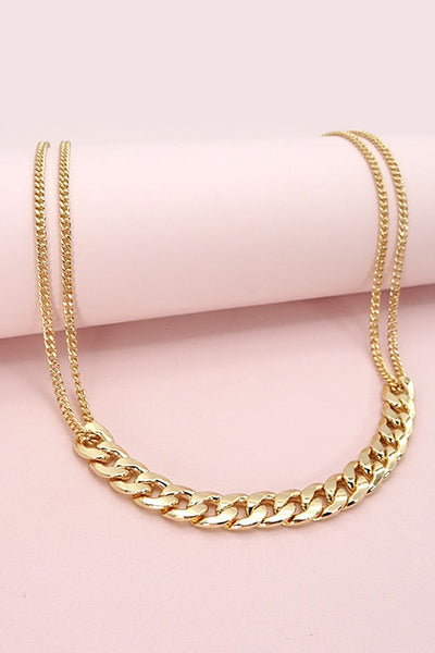CHUNKY CURB LINK CHAIN W DOUBLE REG CHAIN NECKLACE
