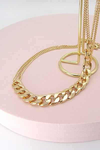 CHUNKY CURB LINK CHAIN W DOUBLE REG CHAIN NECKLACE