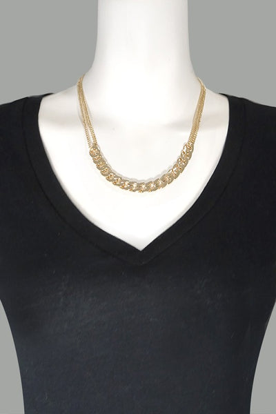 CHUNKY CURB LINK CHAIN W DOUBLE REG CHAIN NECKLACE
