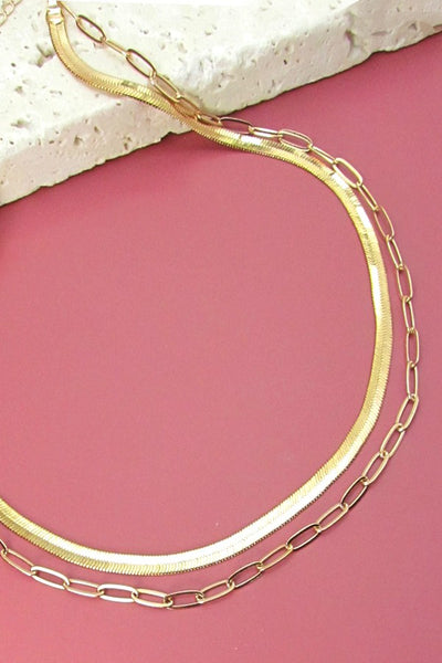 DOUBLE SNAKE & LINK CHAIN NECKLACE
