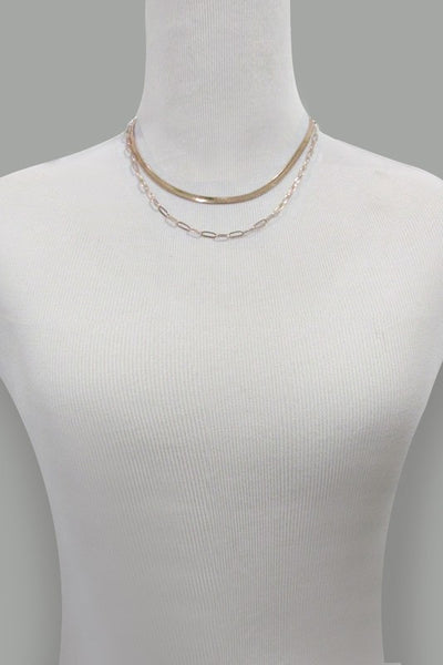DOUBLE SNAKE & LINK CHAIN NECKLACE