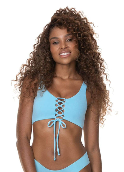 Maaji Cloud Blue Danzel Lace Up Bralette Bikini Top
