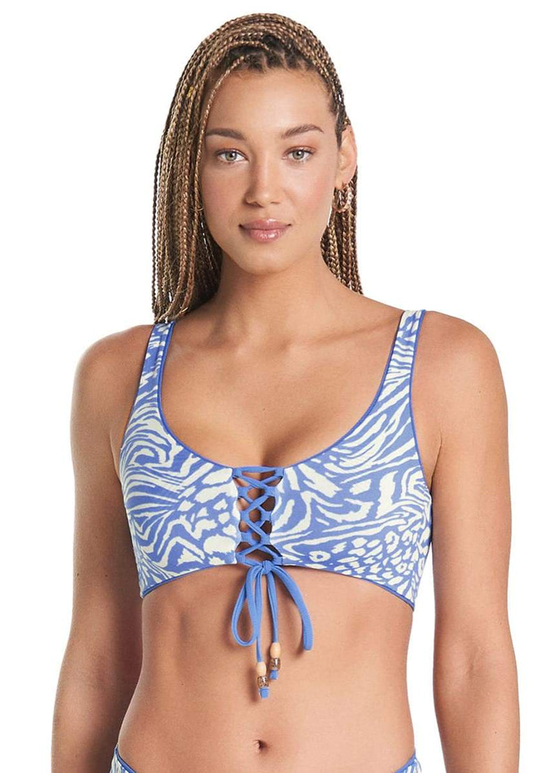 Maaji Blue Bell Danzel Lace Up Bralette Bikini Top