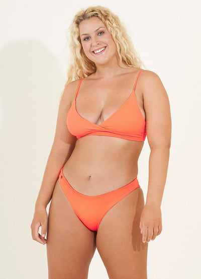 Maaji Orange Poppy Criss Cross Long Line Triangle Bikini Top