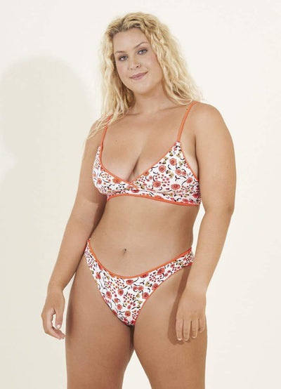 Maaji Orange Poppy Criss Cross Long Line Triangle Bikini Top
