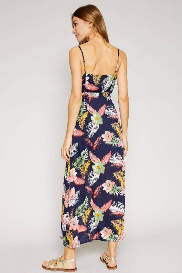 Hot Tropical Button Down Maxi Dress