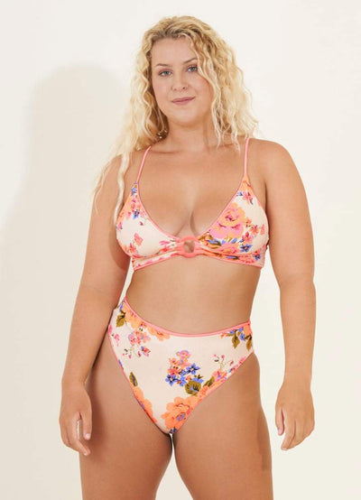 Maaji Coral Peony Shine Long Line Triangle Bikini Top