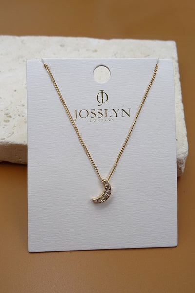 RHINESTONE MOON PENDANT NECKLACE