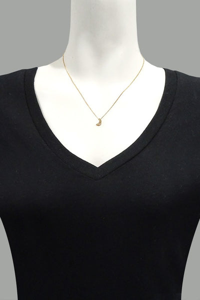 RHINESTONE MOON PENDANT NECKLACE