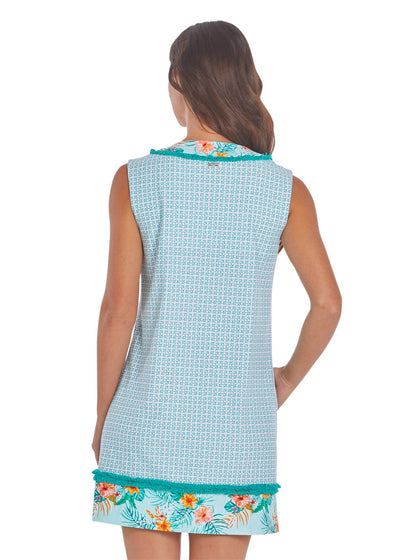 CAYMAN SLEEVELESS FRINGE TUNIC DRESS
