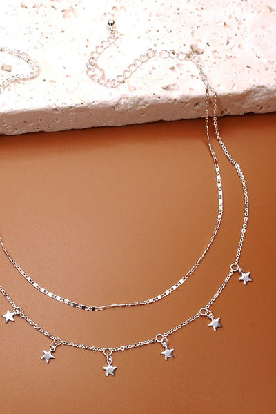 DELICATE DOUBLE LAYER STAR DROP NECKLACE