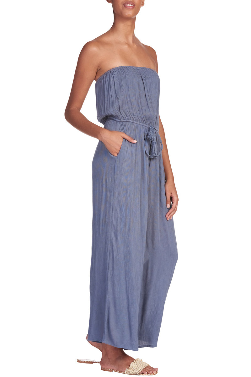 Denim Culotte Tie Jumpsuit