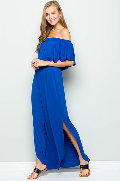 Off Shoulder Maxi Dress with Ruffle