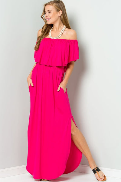 Off Shoulder Maxi Dress with Ruffle