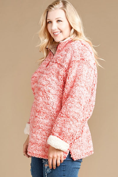 Plus Size Two-Tone Faux Fur Pullover Sweater