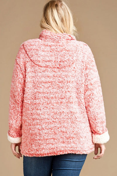 Plus Size Two-Tone Faux Fur Pullover Sweater