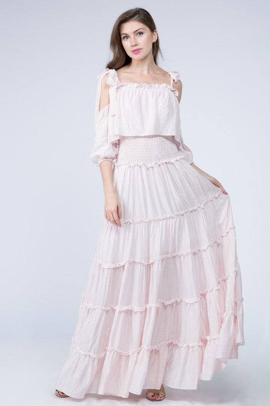 Pale Pink Striped Maxi Dress