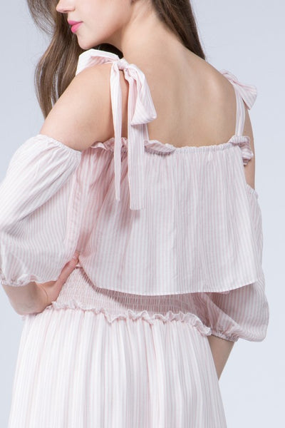 Pale Pink Striped Maxi Dress